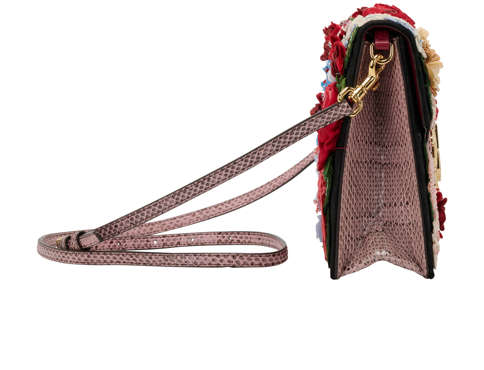 Lucia, &pound;550, Handbags, Beige/Black/Green/Pink/Red, Canvas/Snake, Side view